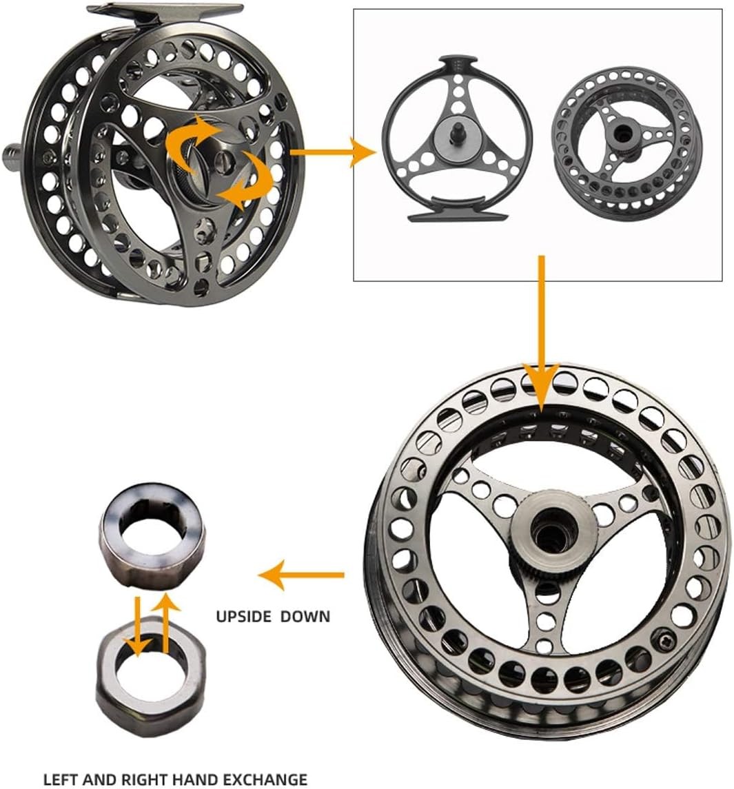 EX-ALC Fly Reel 3/4 5/6 7/8 9/10WT CNC Machined Large Arbor Aluminum Fly Fishing