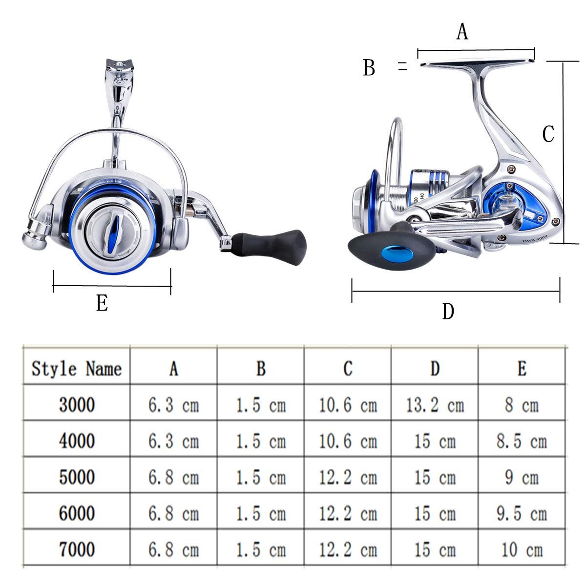 Spinning Fishing Reels for Saltwater Freshwater 3000 4000 5000 6000 7000 Spools…