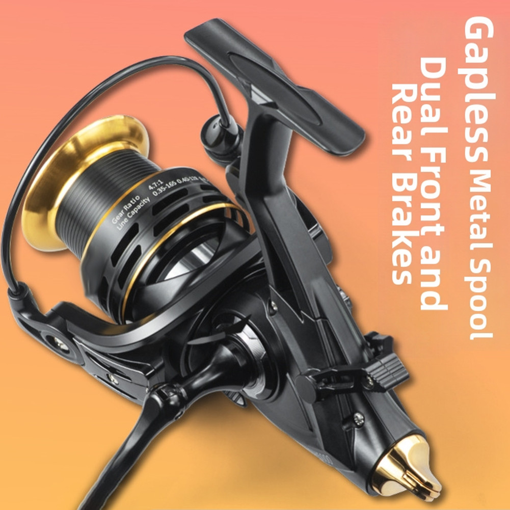 Spinnings Reel Dual Brake Metal Spool Gear Ratio Sea Bass River Lake Big Fish