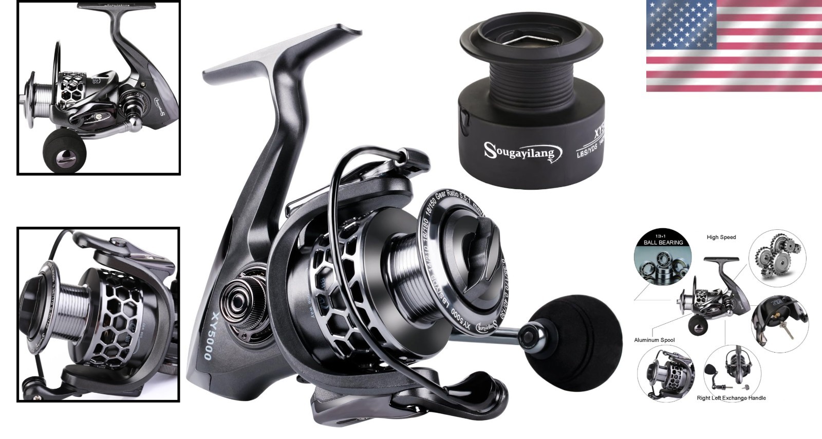 Adjustable Handle Fishing Reel – 17 lb Drag, Ultra Smooth Performance