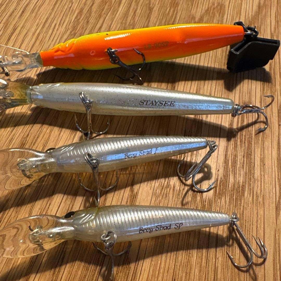 LUCKY CRAFT Lures – Orange Green Silver and Gray – Scratched Fishing Set of 4