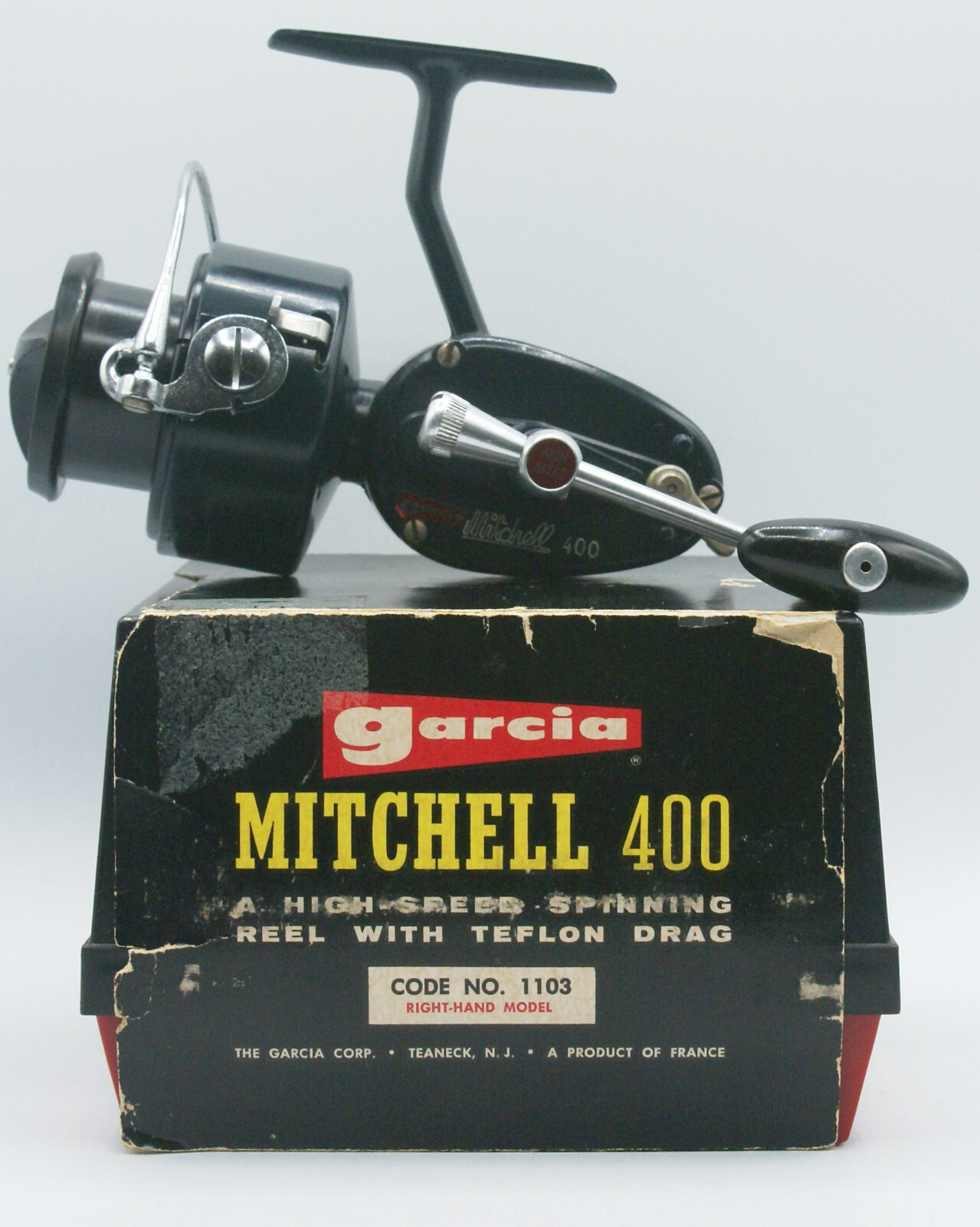 1974 Garcia Mitchell 400, High Speed Spinning Reel, Box + Sleeve, Spool, Papers