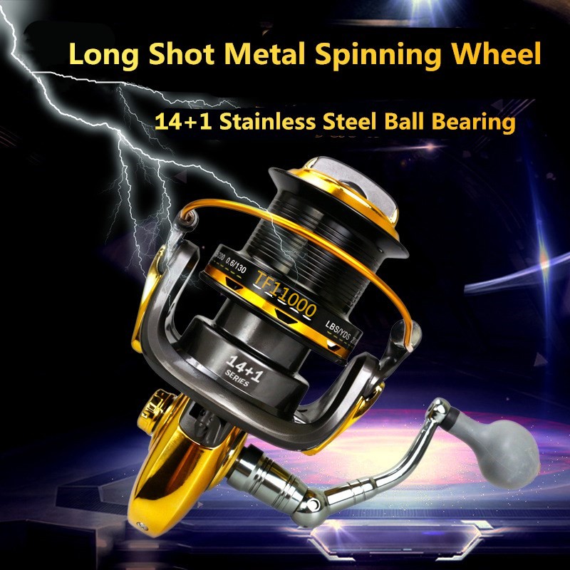 11000 Serie High Speed Saltwater Metal Spinning Fishing Reel Large Sea Fish Reel