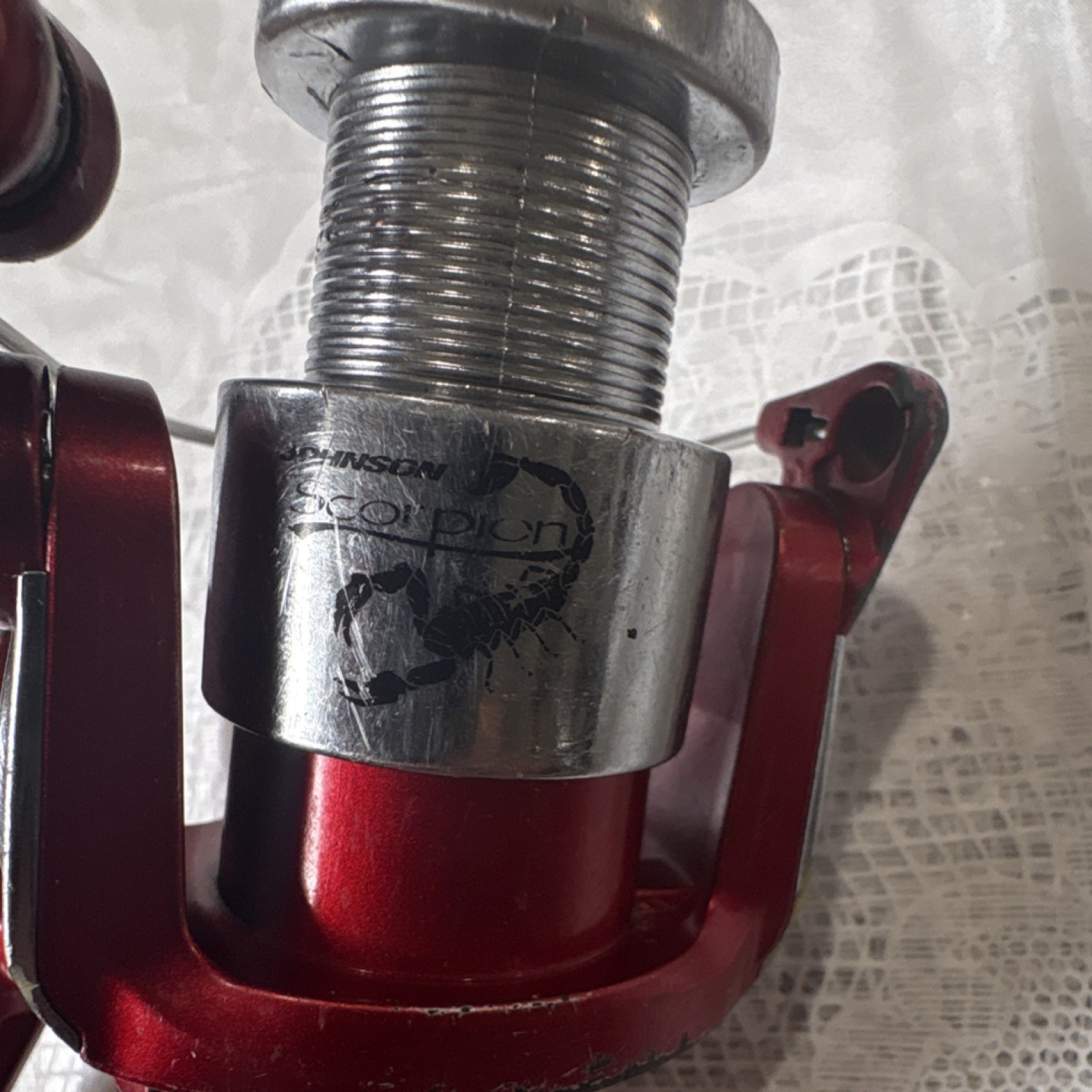 Johnson Scorpion Spinning Reel Red/Silver, Metal Construction