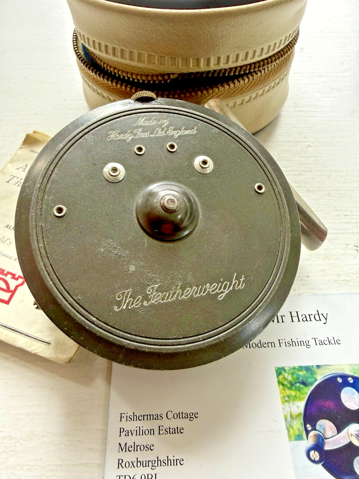 Vintage Hardy The Featherweight Trout Fly Reel with Makers Padded Case