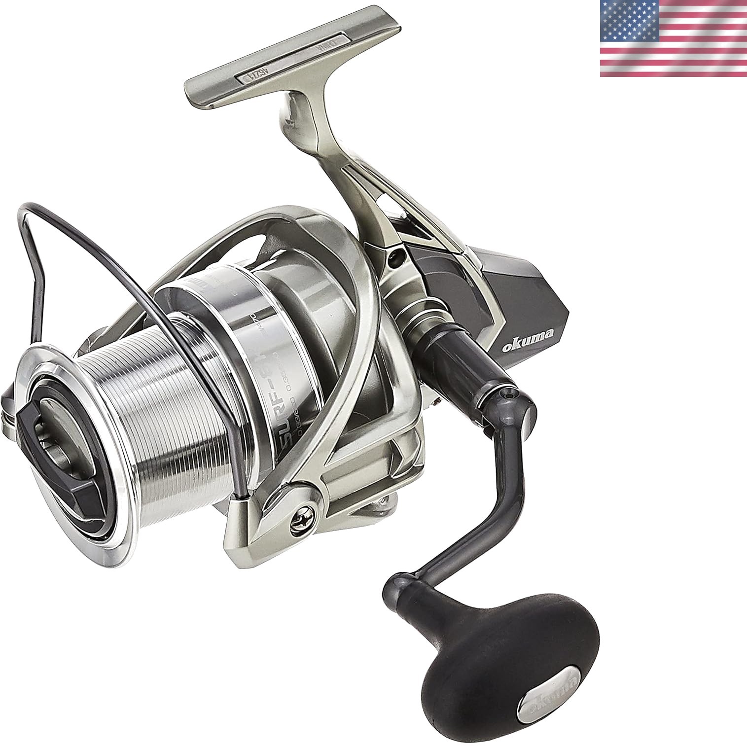 Okuma 8K Surf Spinning Reel: 4.7:1 Gear Ratio, 40 lb Max Drag, Multicolor