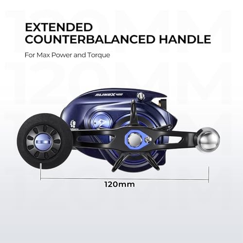 Alinox 400 Baitcaster Fishing Reel, Bluish-violet – 8.1:1 Right Hand Retrieve