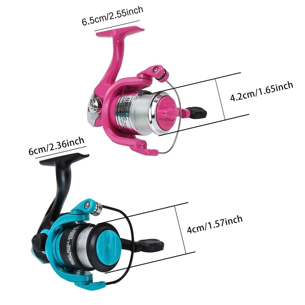Folding Handle Reel Smooth Bearing Powerful Brake 6.5×4.2cm Green Pink