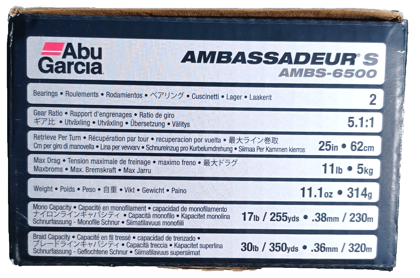 Abu Garcia Ambassadeur 6500S Right-Hand Baitcast Reel AMBS-6500 Silver BRAND NEW