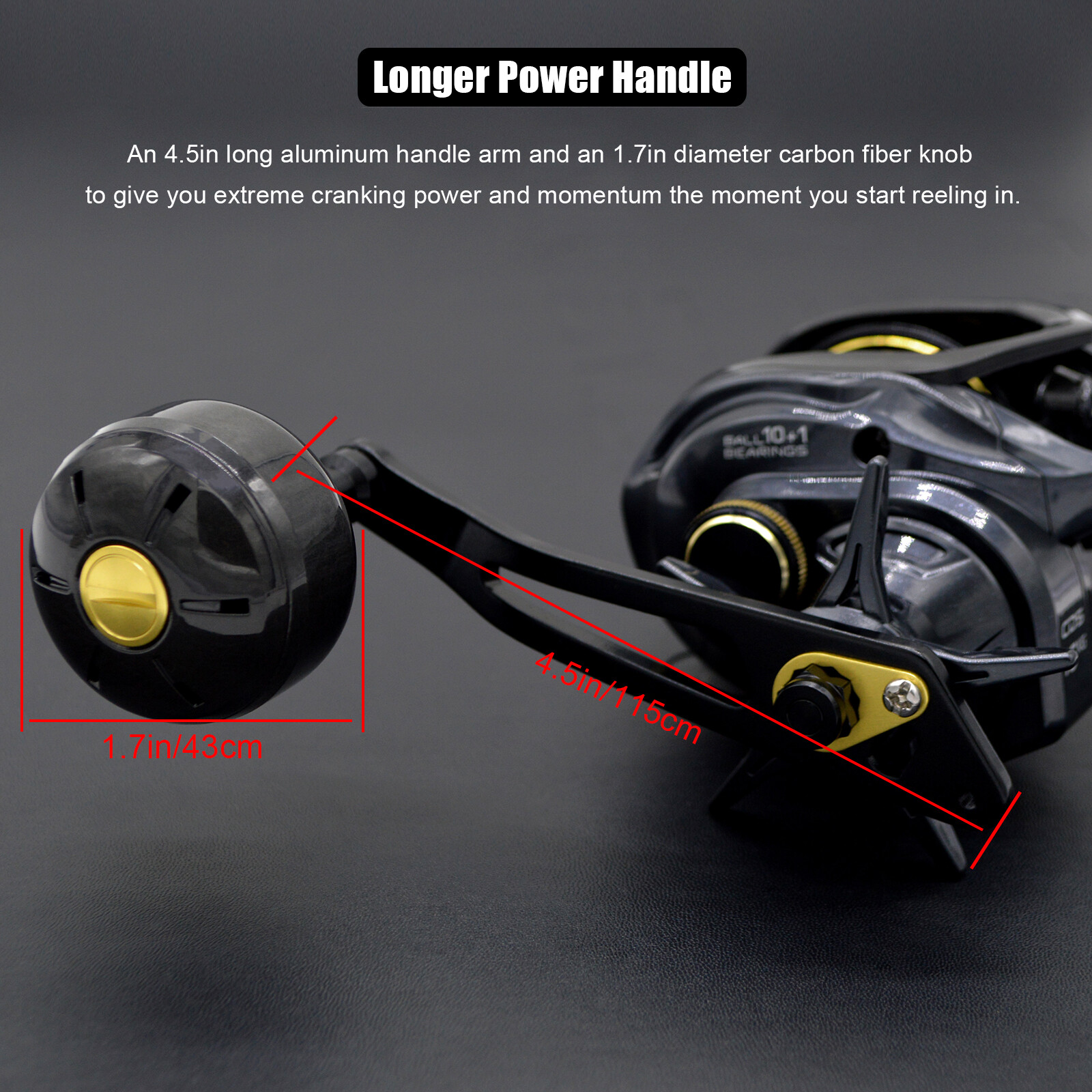 CAMEKOON Bahamut 400 Baitcasting Reels Jigging Fishing Carbon Frame Power Handle