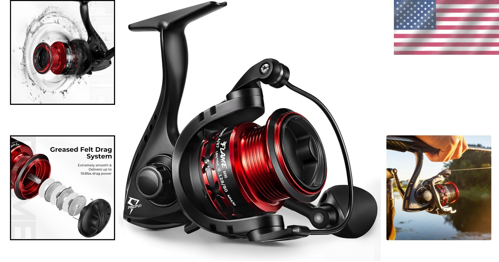 Flame Ultra-Smooth Sport Fishing Reel: Powerful 19.8Lbs Drag, Lightweight Design