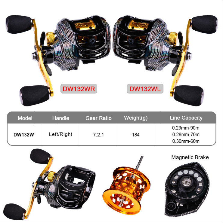 18+1BB 7.2:1 10KG Metal Baitcasting Reel Magnetic Brake CNC Spool Left Right