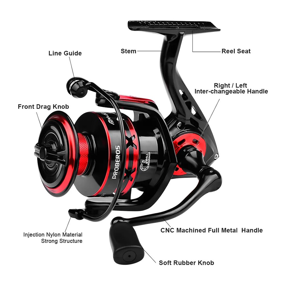 5.2:1 Spinning Reel 1000-6000Series Metal Spool Fishing Reel 9KG Max Drag Wheel