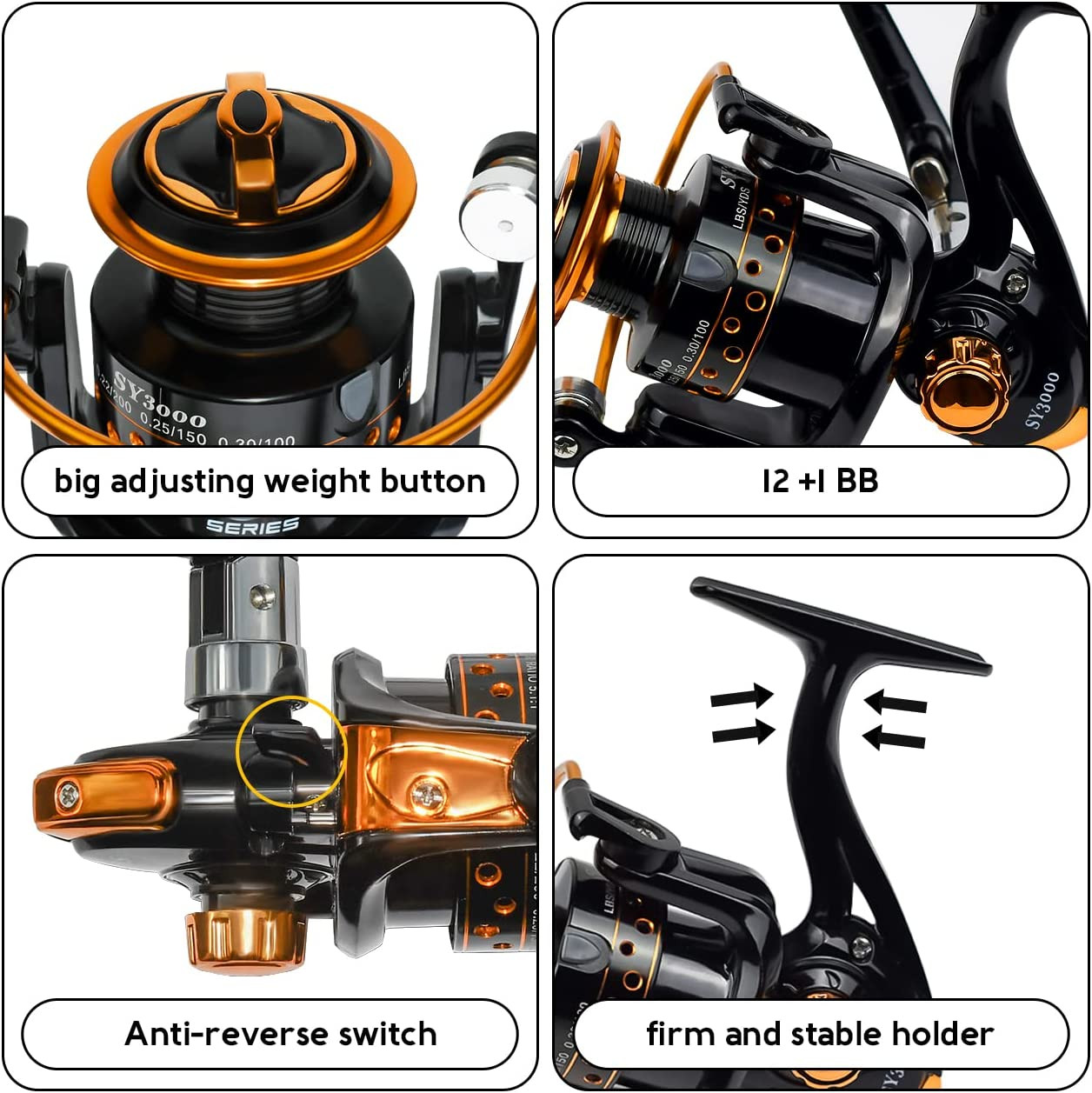 Summer and Centron Spinning Reels, 12 +1 BB Light Weight & Ultra Smooth Reel