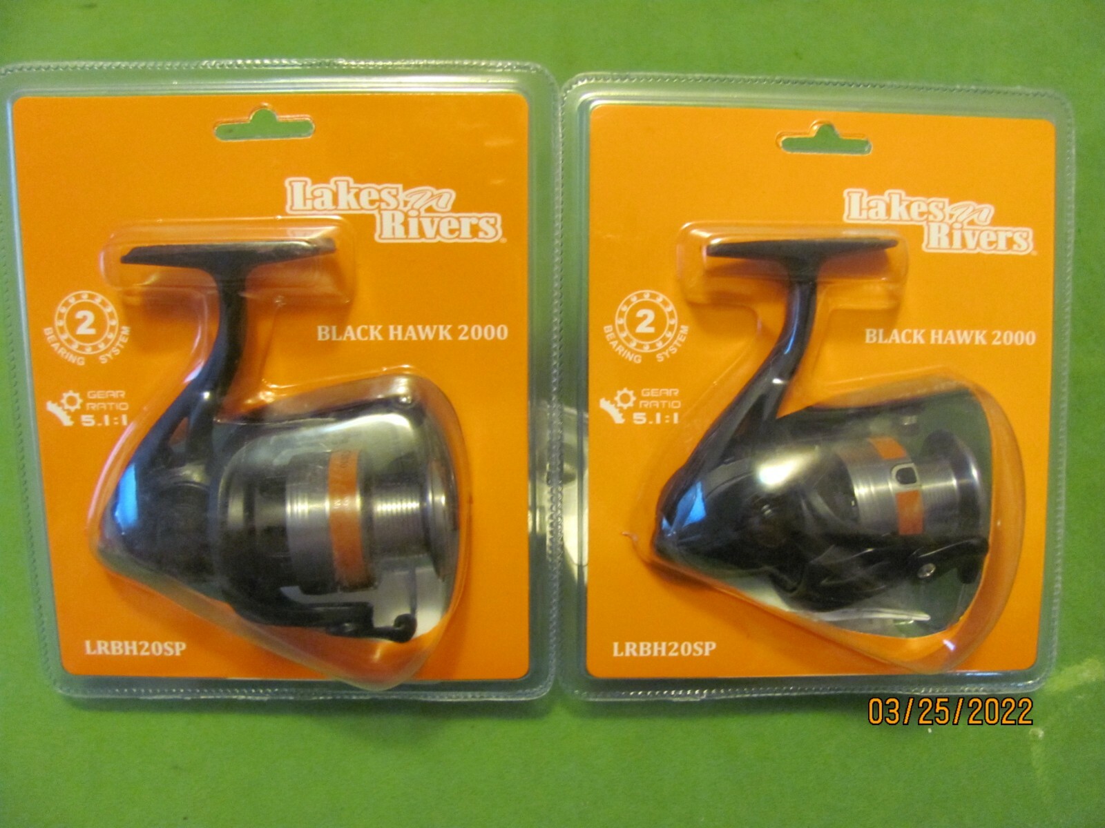 LOT OF 2 LAKES N RIVERS BLACK HAWK 2000 SPINNING REELS.