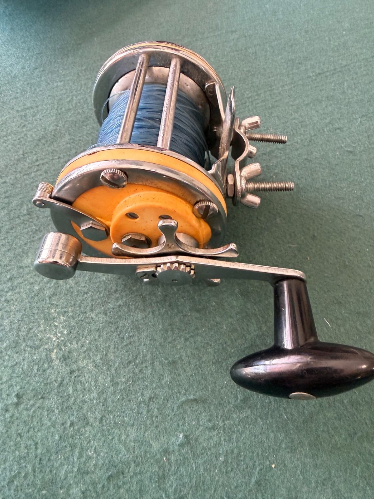 Vintage Garcia Mitchell 600A Trolling Fishing Reel w/rod clamp-Made in France