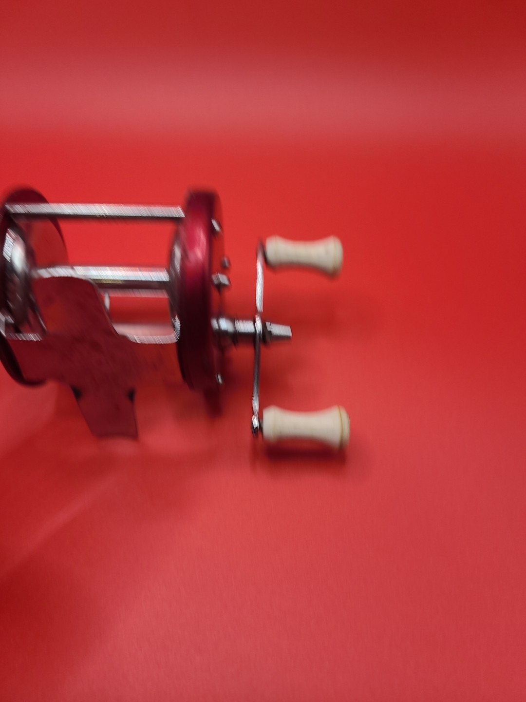 Red Metal Unbranded Fishing Reel, Made In Japan