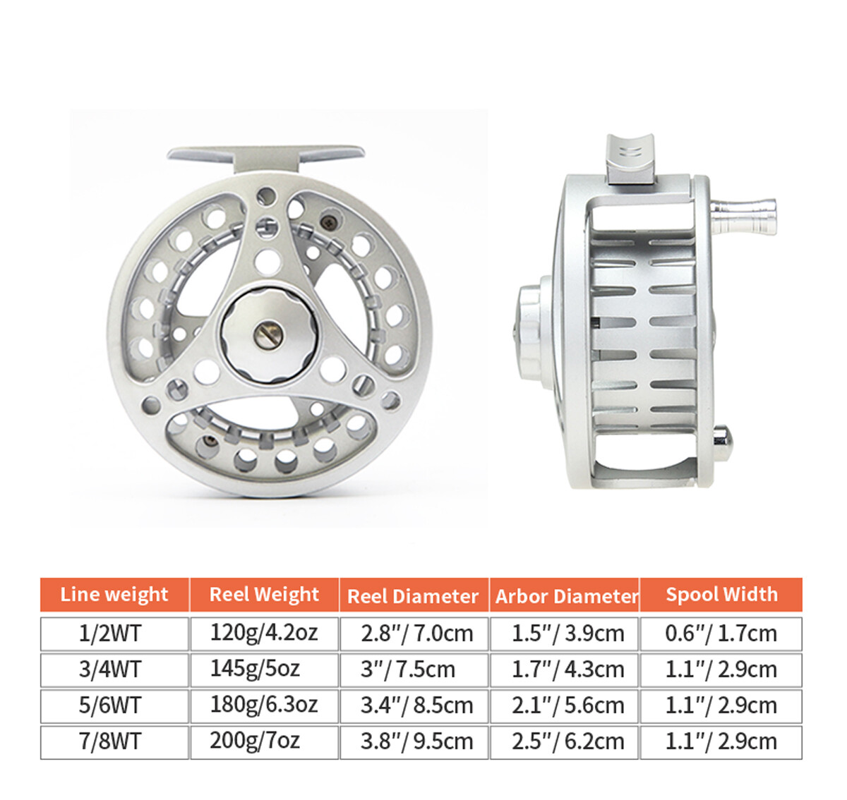 1/2 3/4 5/6 7/8WT Fly Reel Aluminum Fishing Reel Large Arbor Fly Fishing Reel