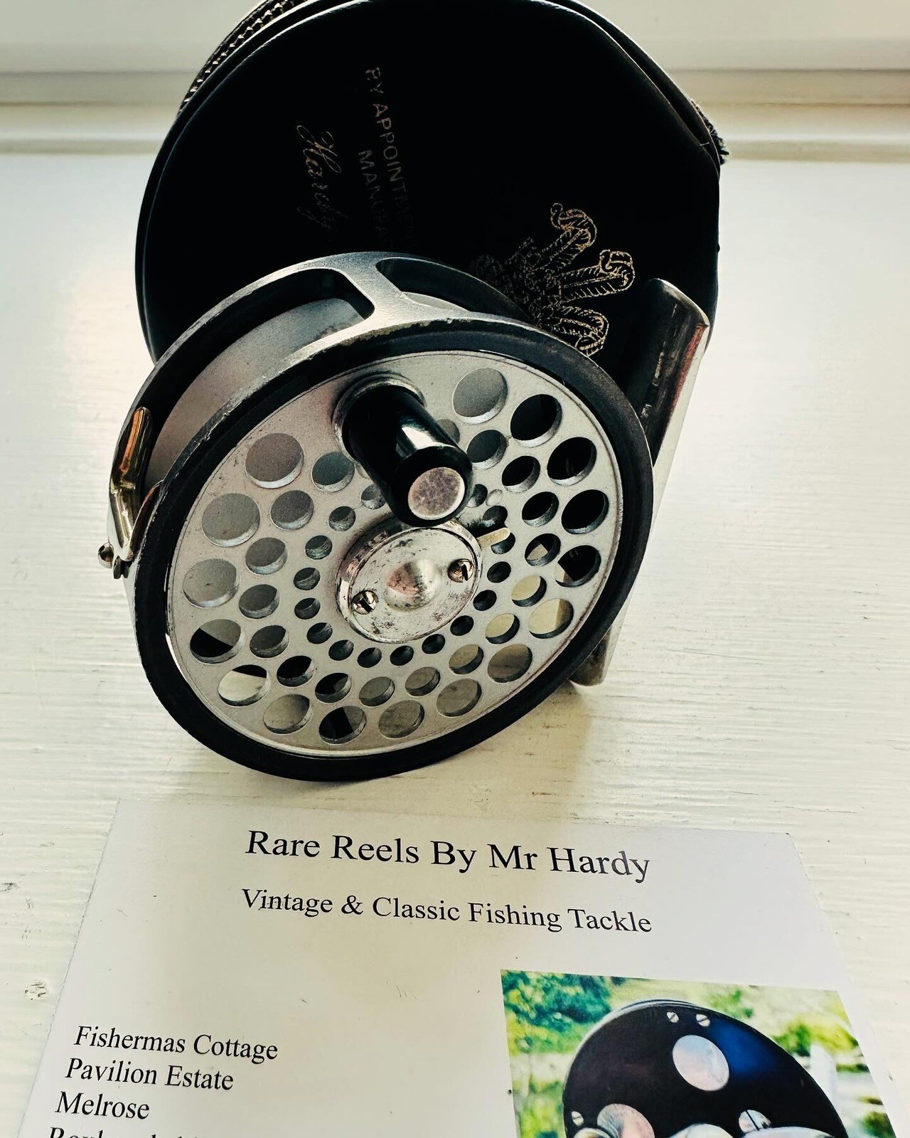 Vintage Hardy The Flyweight Trout Fly Reel with Black Zipped Reel Case