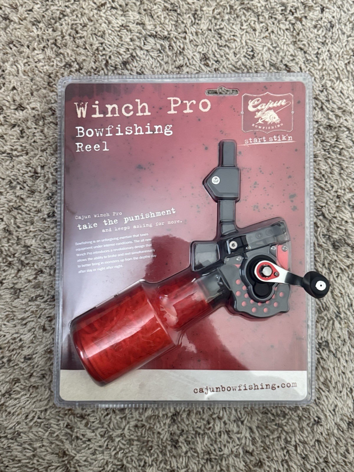 Cajun Winch Pro Bowfishing Reel Red/Black Aluminum Frame Fighting Wheel Brake
