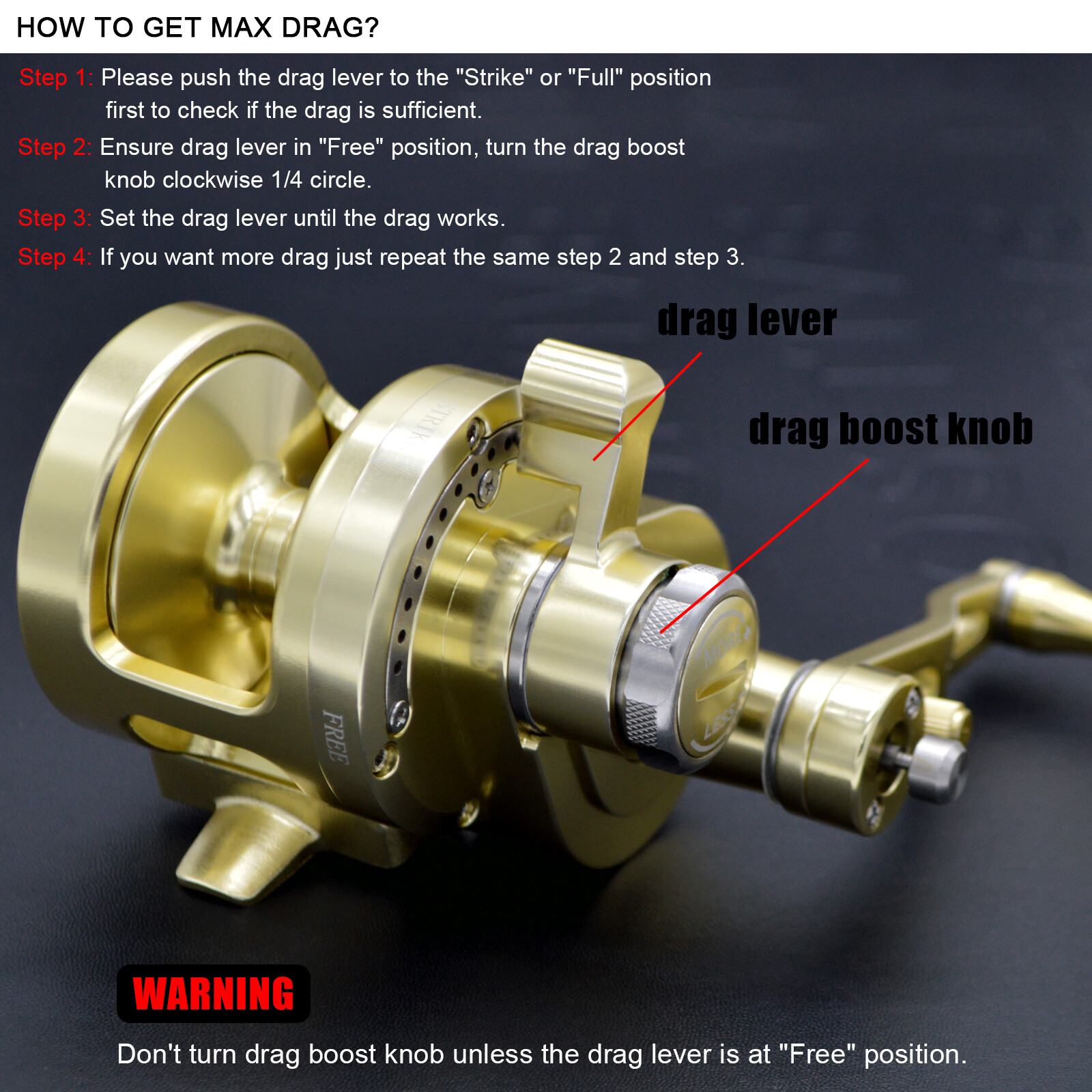 CAMEKOON Saltweter 2 Speed Lever Drag Offshore Multiplier Trolling Fishing Reels
