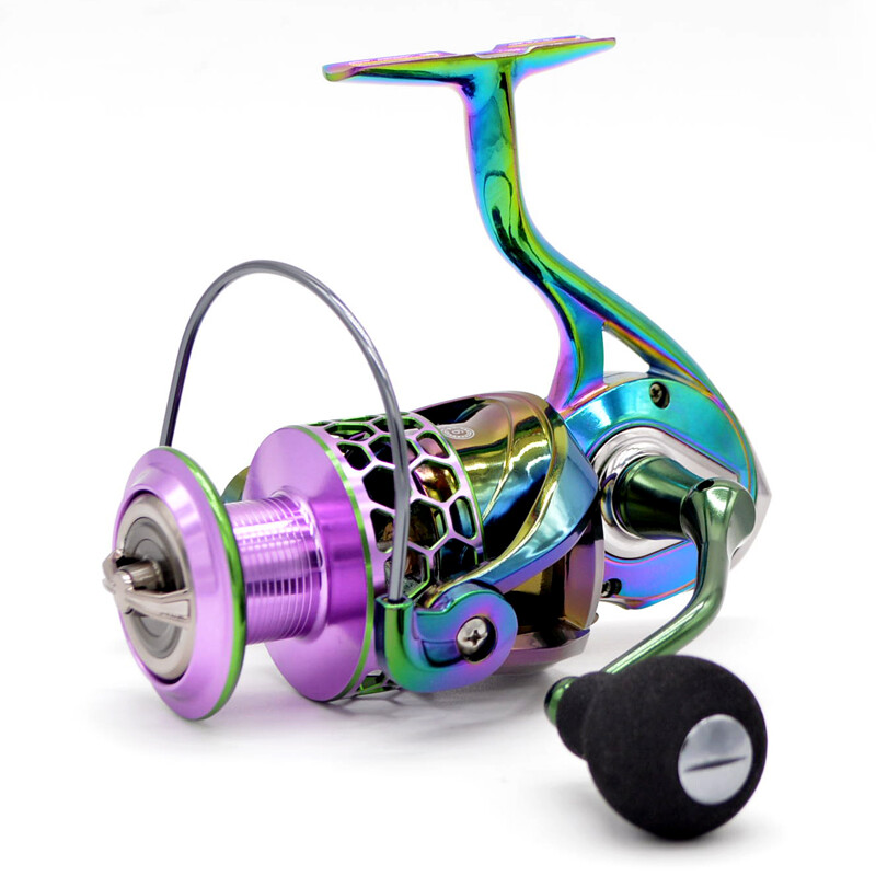 Colorful Spinning Reel with Aluminum Frame 44LB Drag Power for Saltwater Fishing
