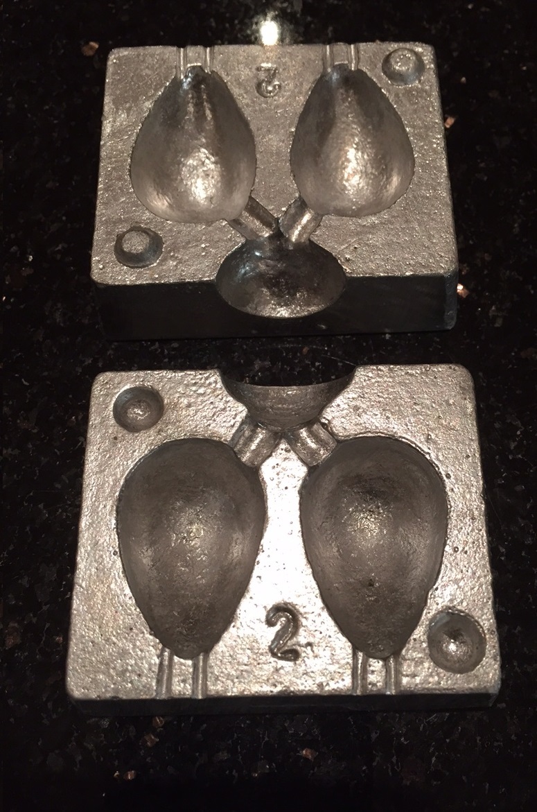 ASL 2 in 1 Dumpy Pear Lead Weight Mould ,Fishing Leads / Tackle 1.5,2,2.5,3oz .