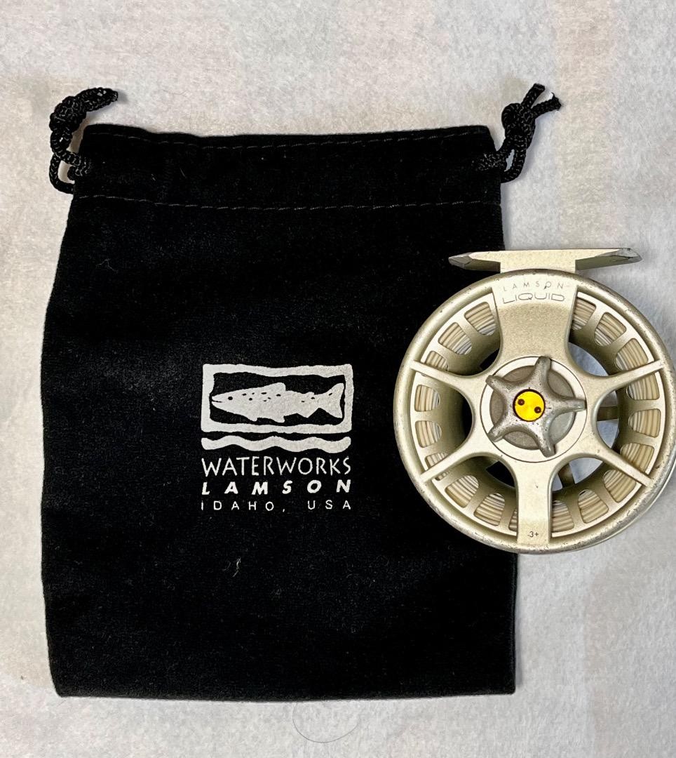 Lamson Liquid 3 Plus Fly Reel with AirFlo DT4 Line and Pouch Assembled in USA