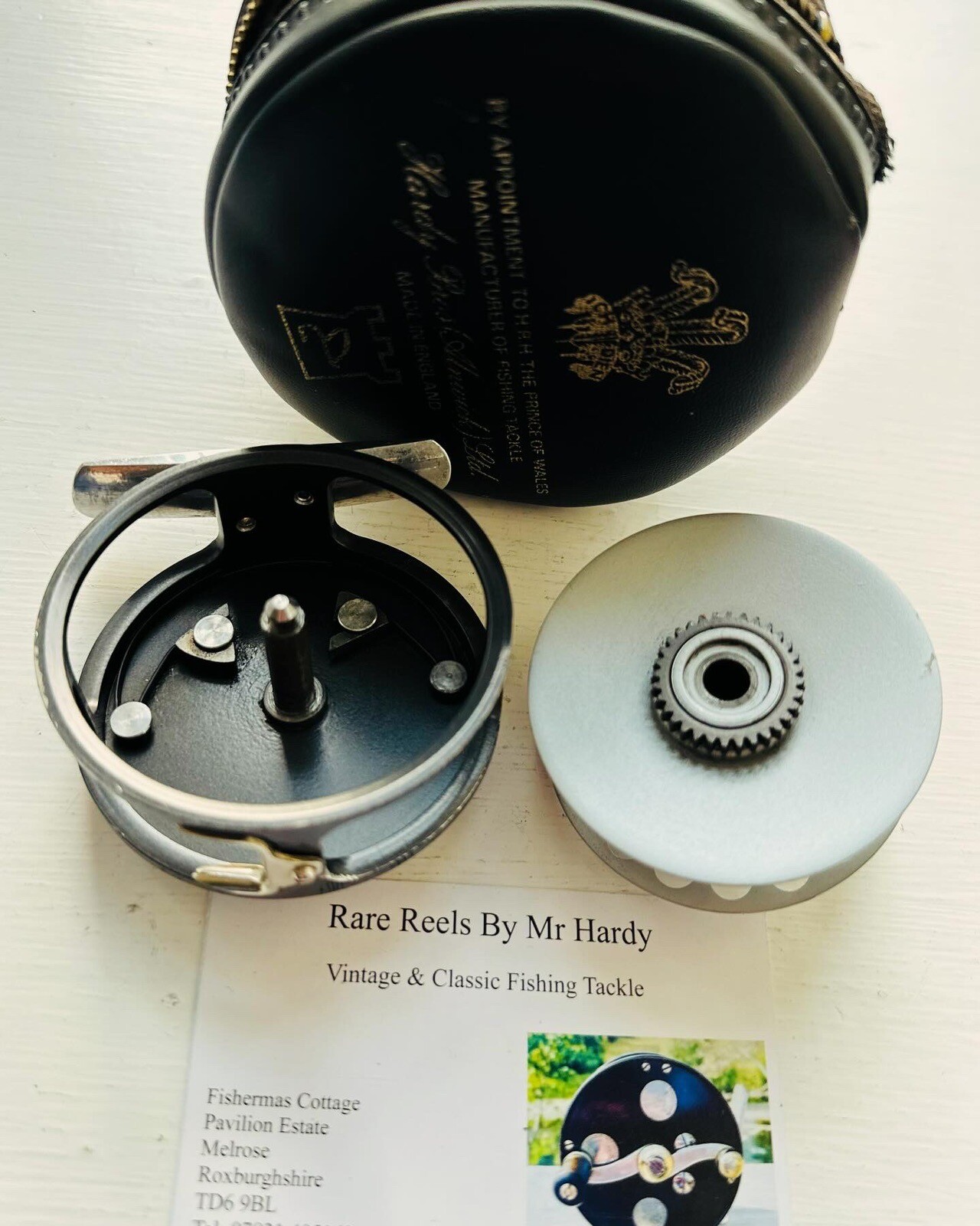 Vintage Hardy The Flyweight Trout Fly Reel with Black Zipped Reel Case
