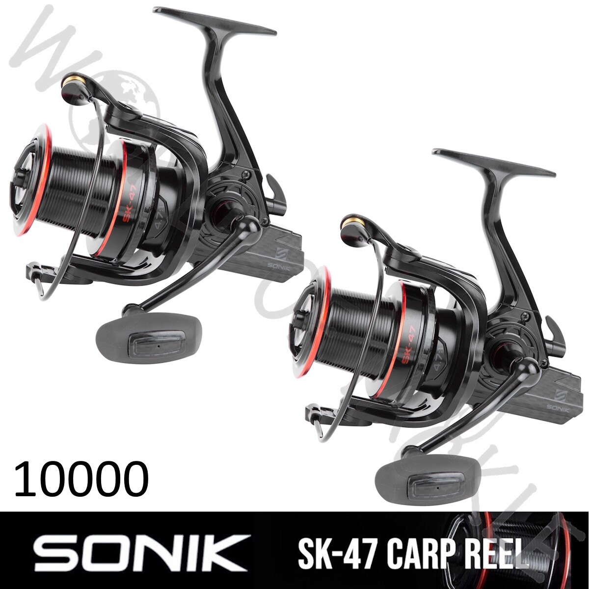 SONIK Big Pit Carp Fishing SK47 10000 Reel x2 Carbon Carp Long Aluminium Spool