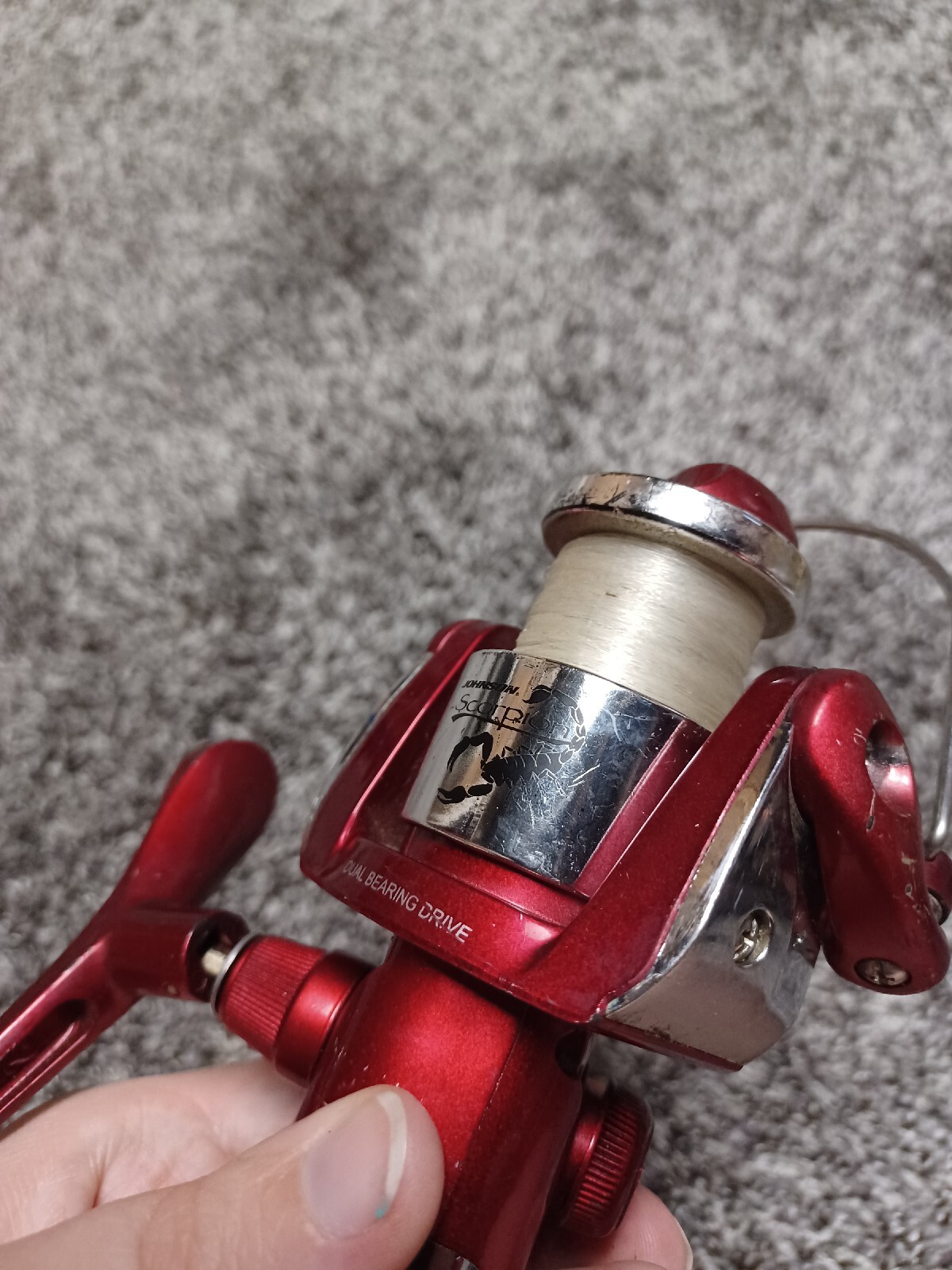 Vintage Red Scorpion Fishing Reel Dual Bearing Drive