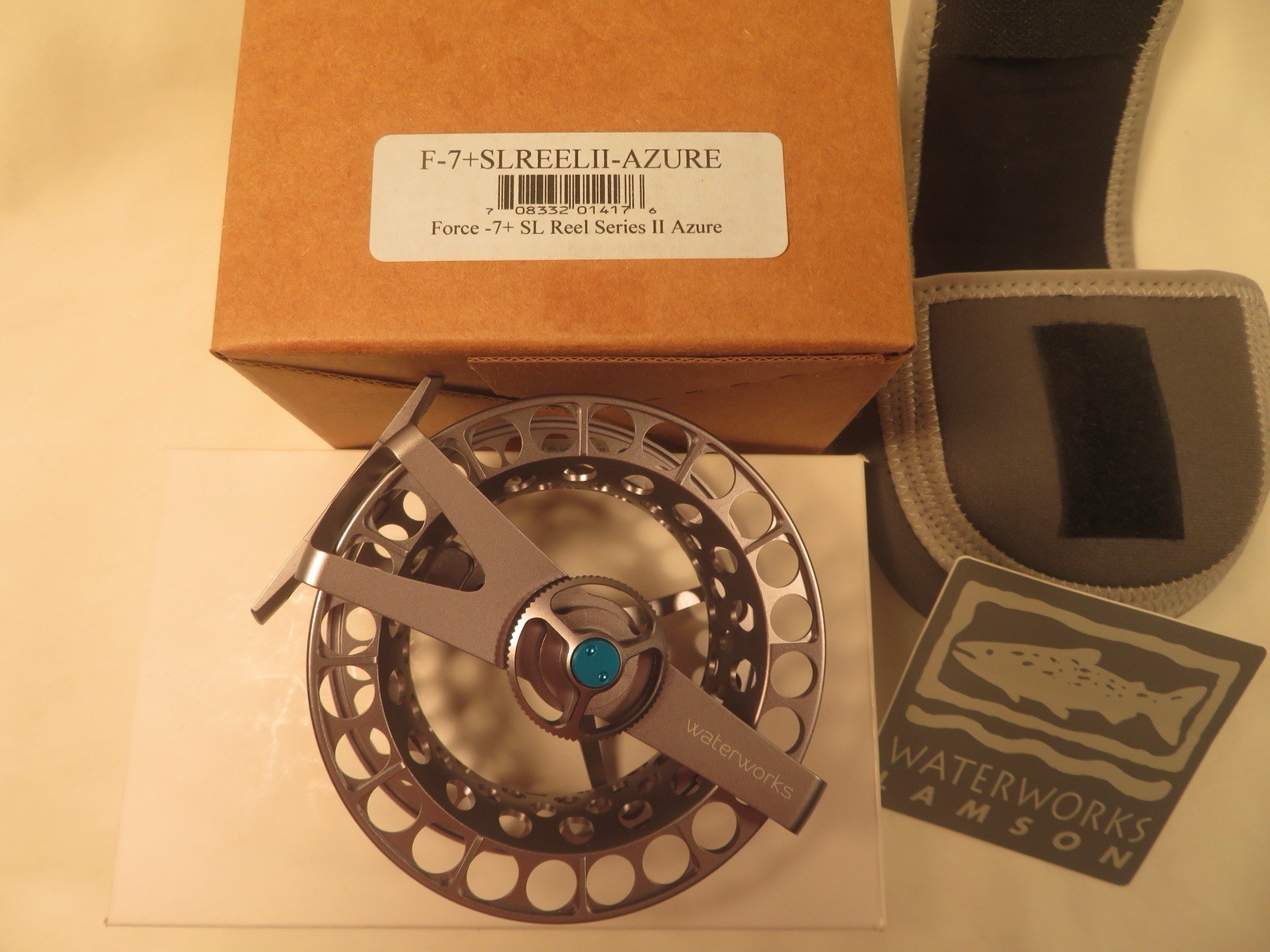 Lamson Waterworks Force Reel, Size 7, Color Azure, New In Box With Pouch! #6946