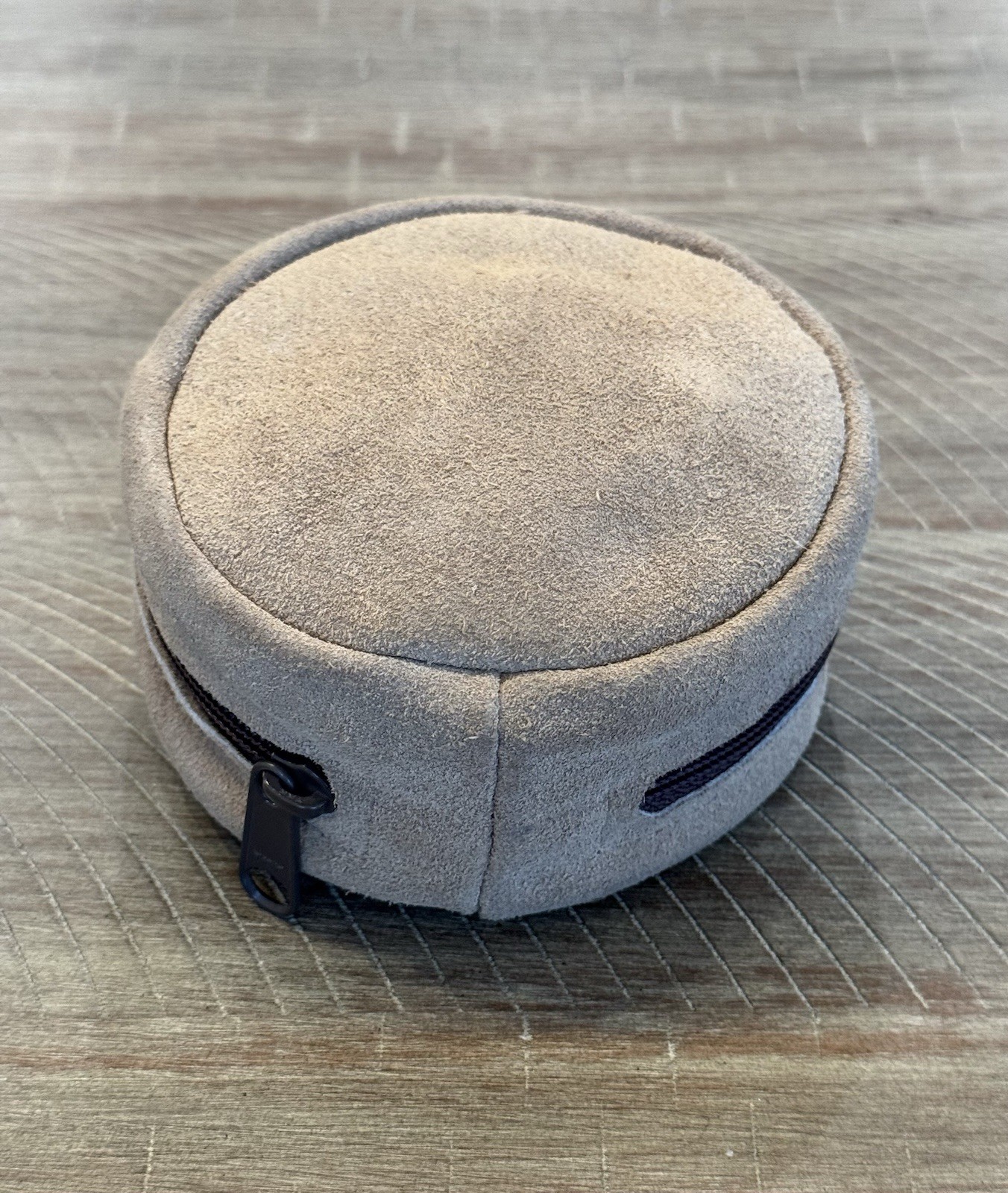 Suede/Sheepskin 4” Clamshell Zippered Fly Reel Pouch/Case Size Medium