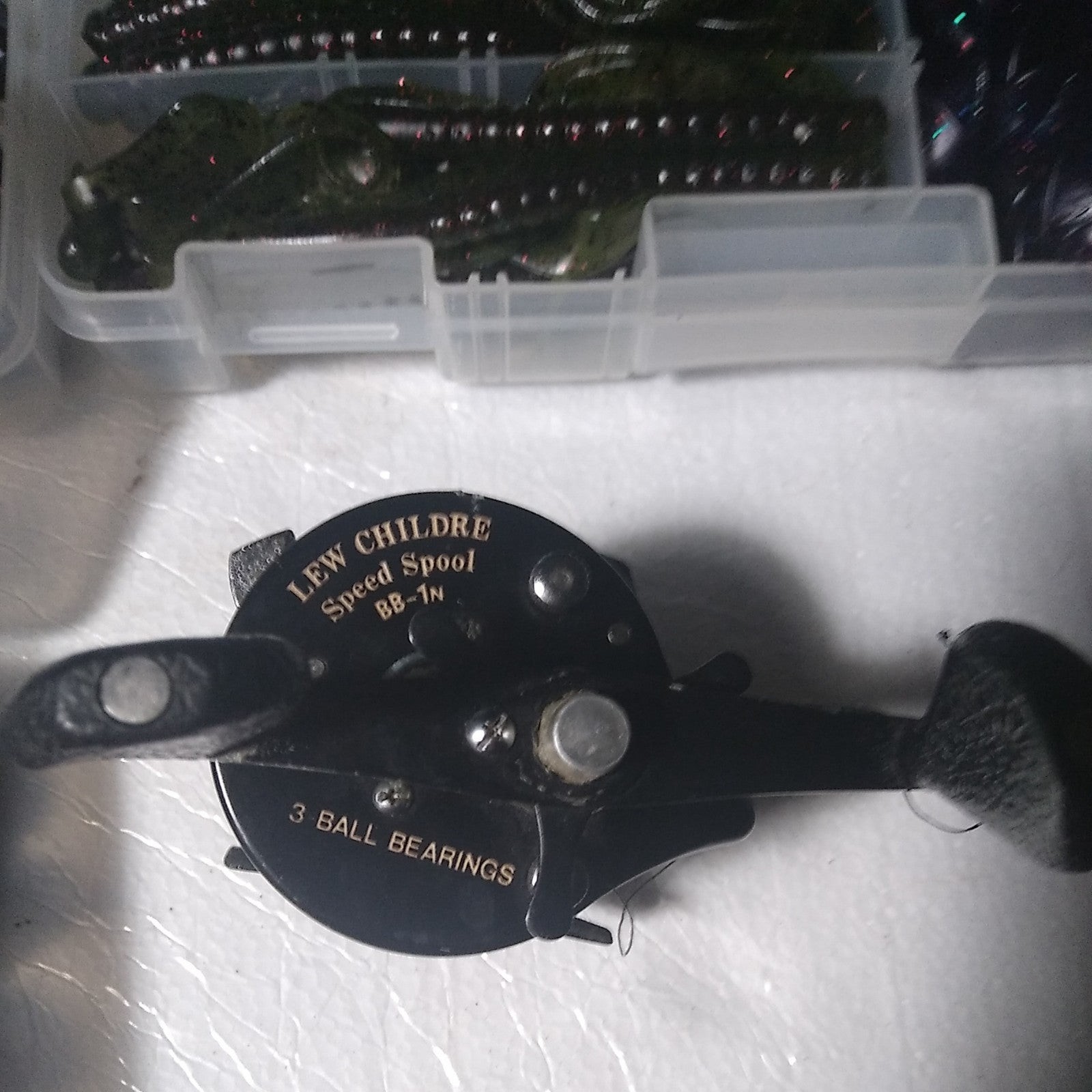 Lew Childre Speed Spool BB-1N Casting Fishin Reel & 3 tackle boxes full