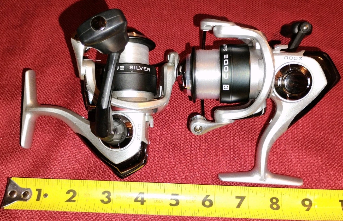 Fishing reels 2pc lot 13 Code Silver 2000 silver/black spinning reels VG working