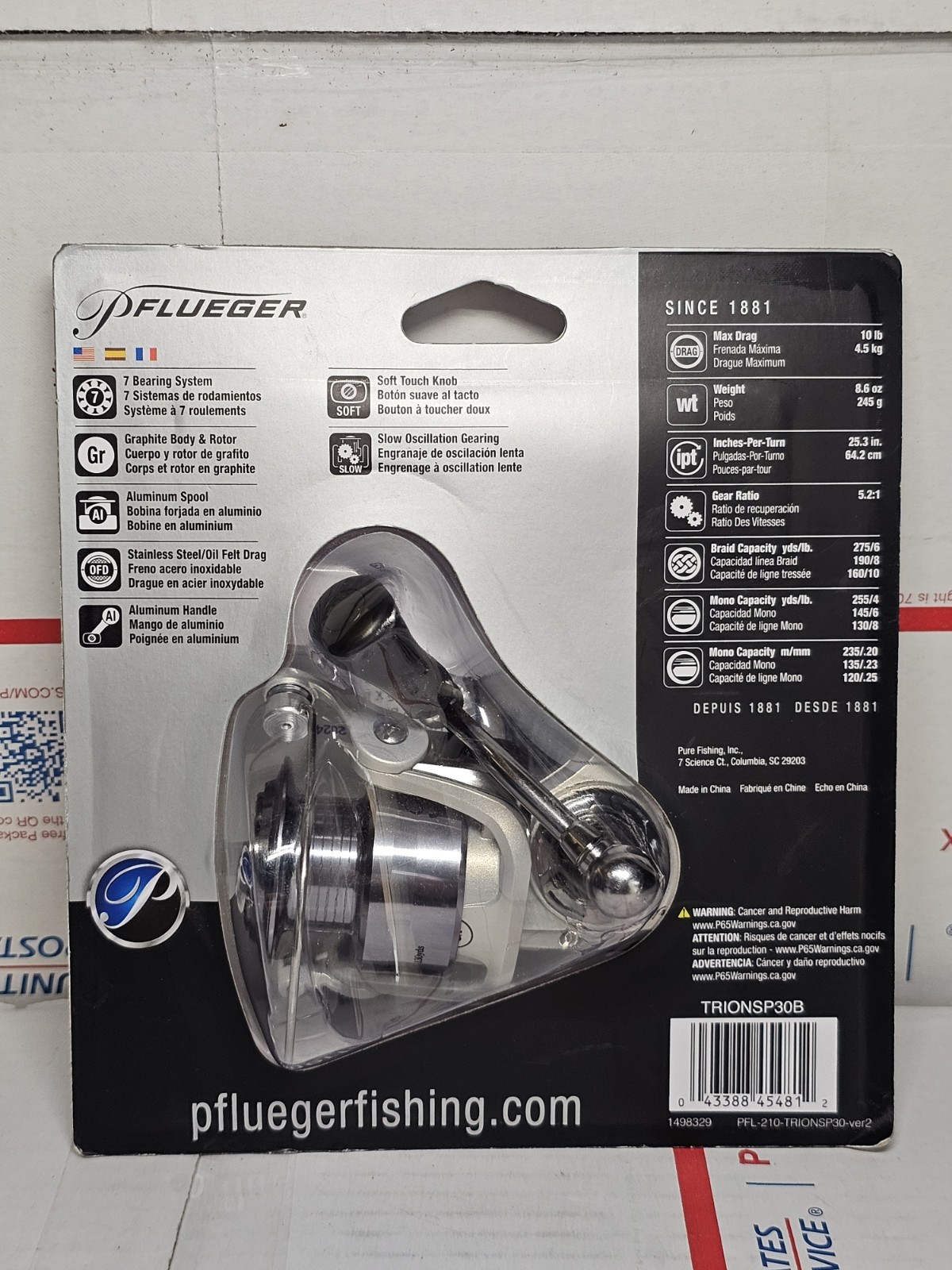Pflueger Trion TrionSP30 Graphite Spinning Reel 7 BB 5.2:1 Gear Ratio Fishing