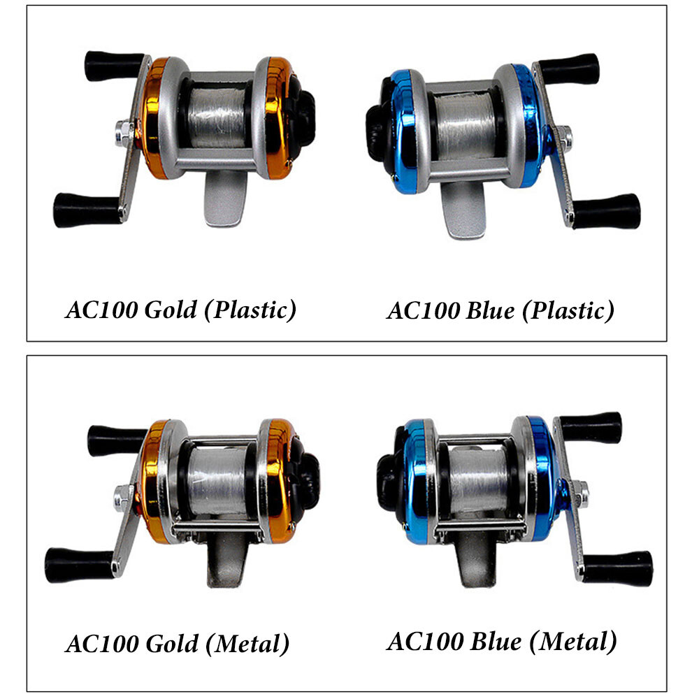 2xMini Portable Fishing Reel Aluminum Spool Metal Small Spinning Reel Winter Ice