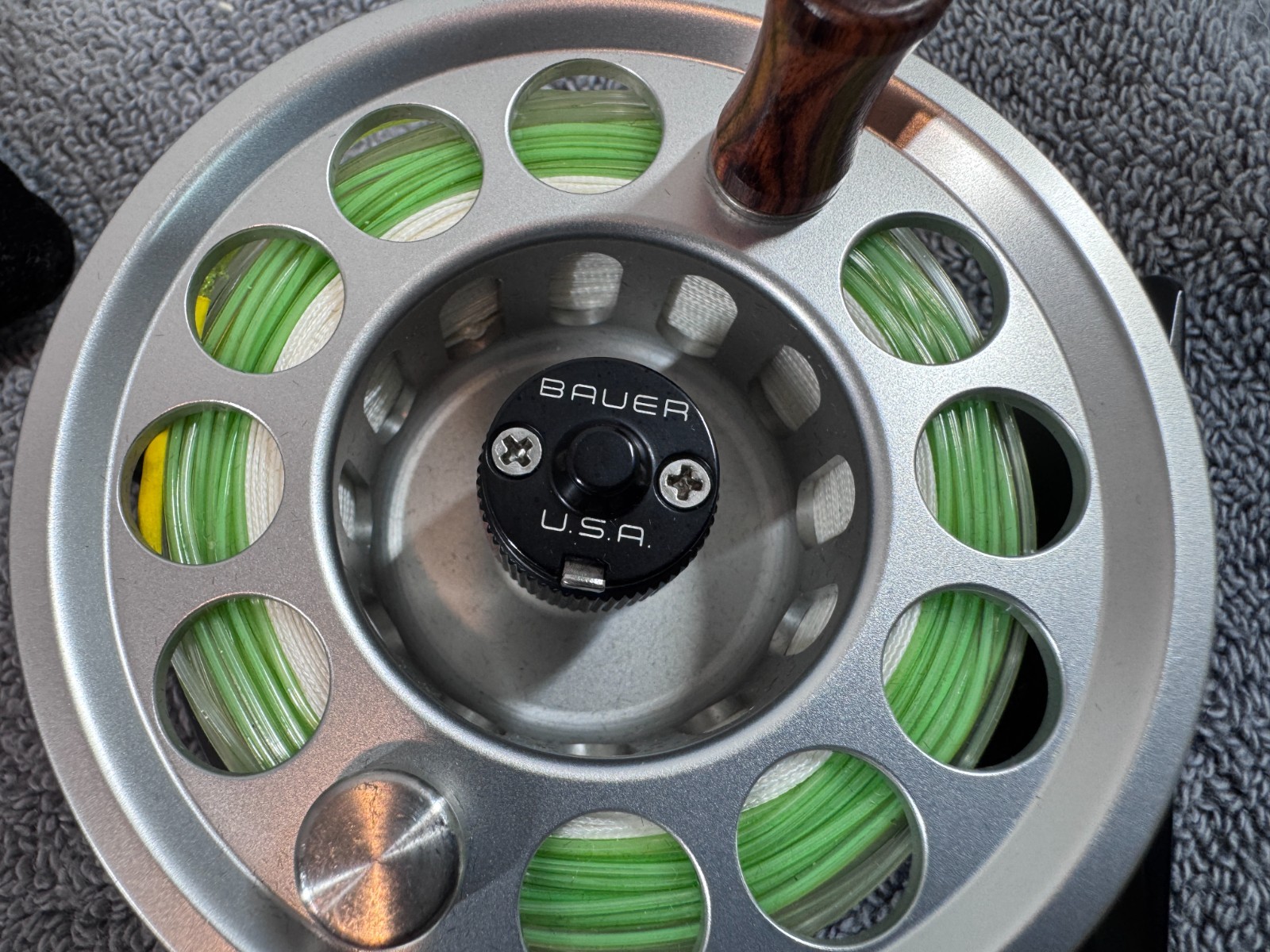 Very Clean – Bauer USA LM3 Superlite Fly Reel with Pouch, Black & Silver
