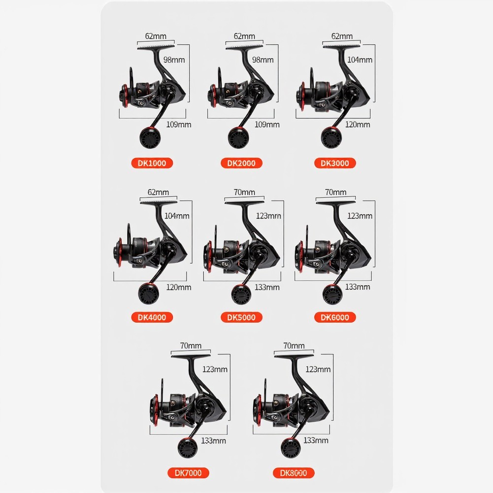 PA66 Composite Body Fishing Reel 12KG Drag CNC Machined Metal Arm Black