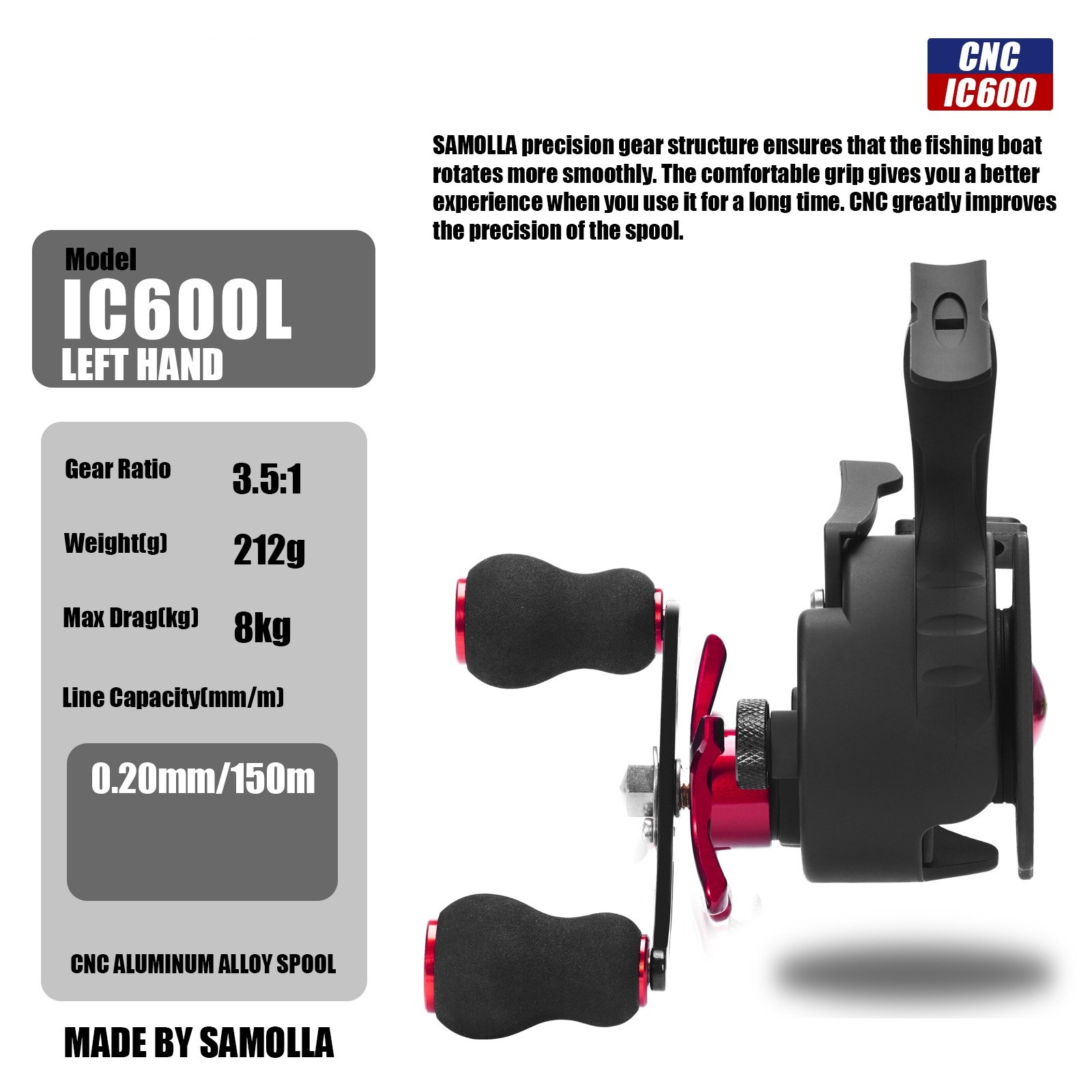 High Performance Ice Fishing Reel Magnetic Drop-System 3.5:1 Gear Ratio 5+1 BB