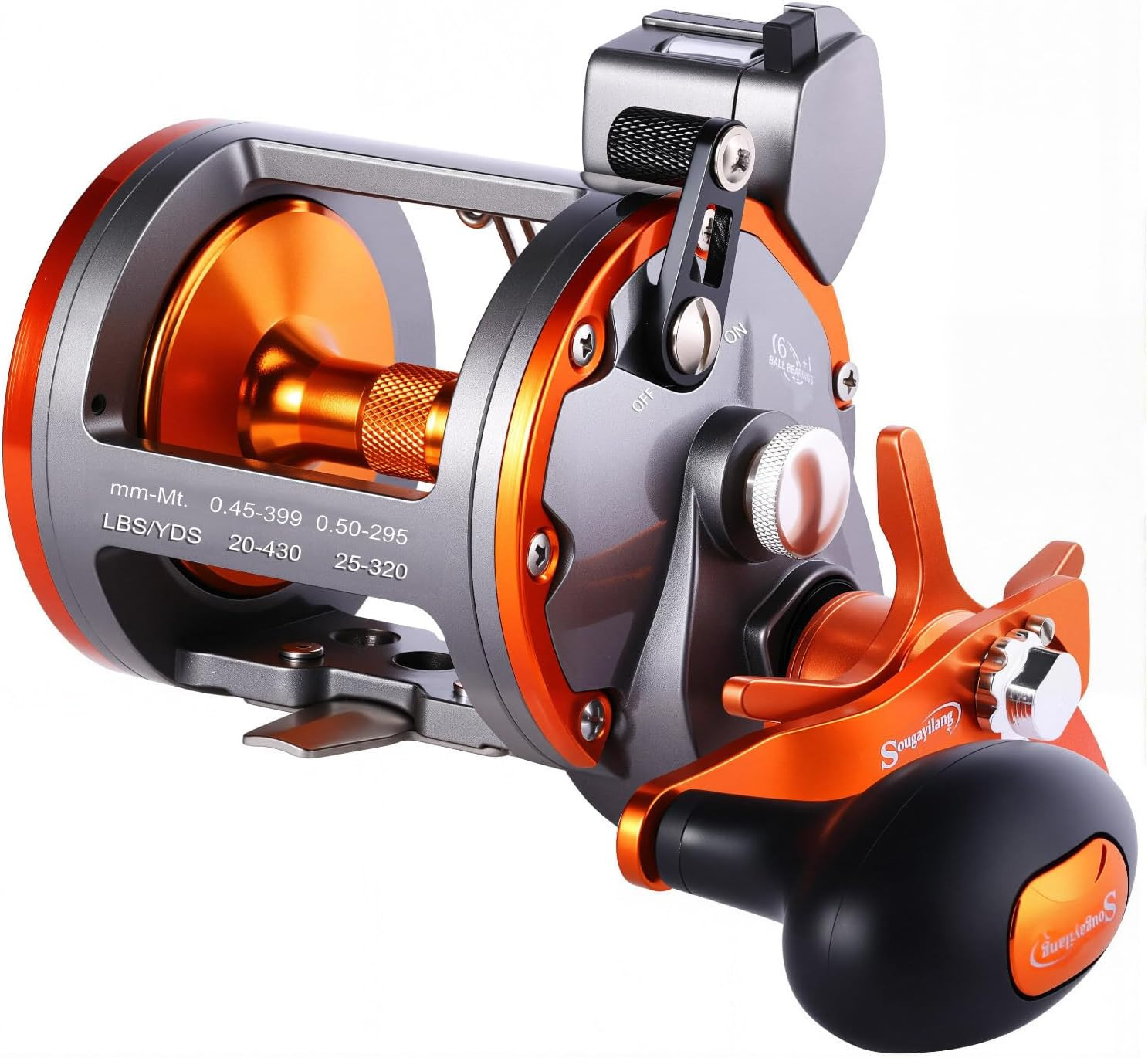 Line Counter Trolling Reel Level Wind Conventional Fishing Reel 6+1BB Star Drag