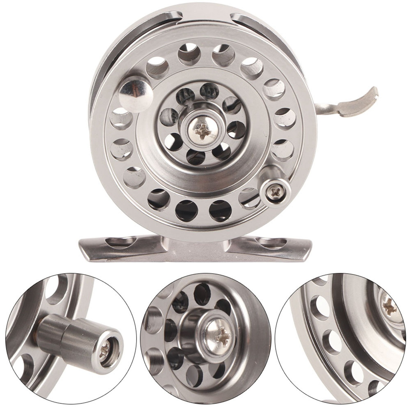 Outdoor Metal Ice Fishing Rod Front Wheel Right Hand Reel With Brake Accessory60