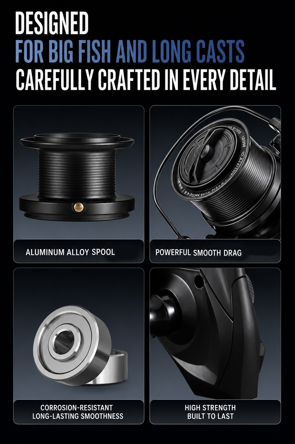 NGK 10000 Big Pit Carp Fishing Reel Long Cast Spod Marker Reel Front Drag