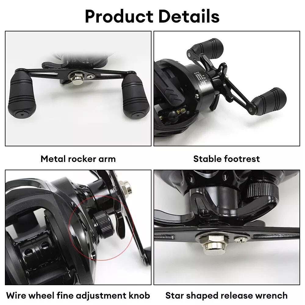 Fishing Baitcasting Reel 18+1BB 7.2:1 Gear Ratio Salt/Freshwater R L Handle US