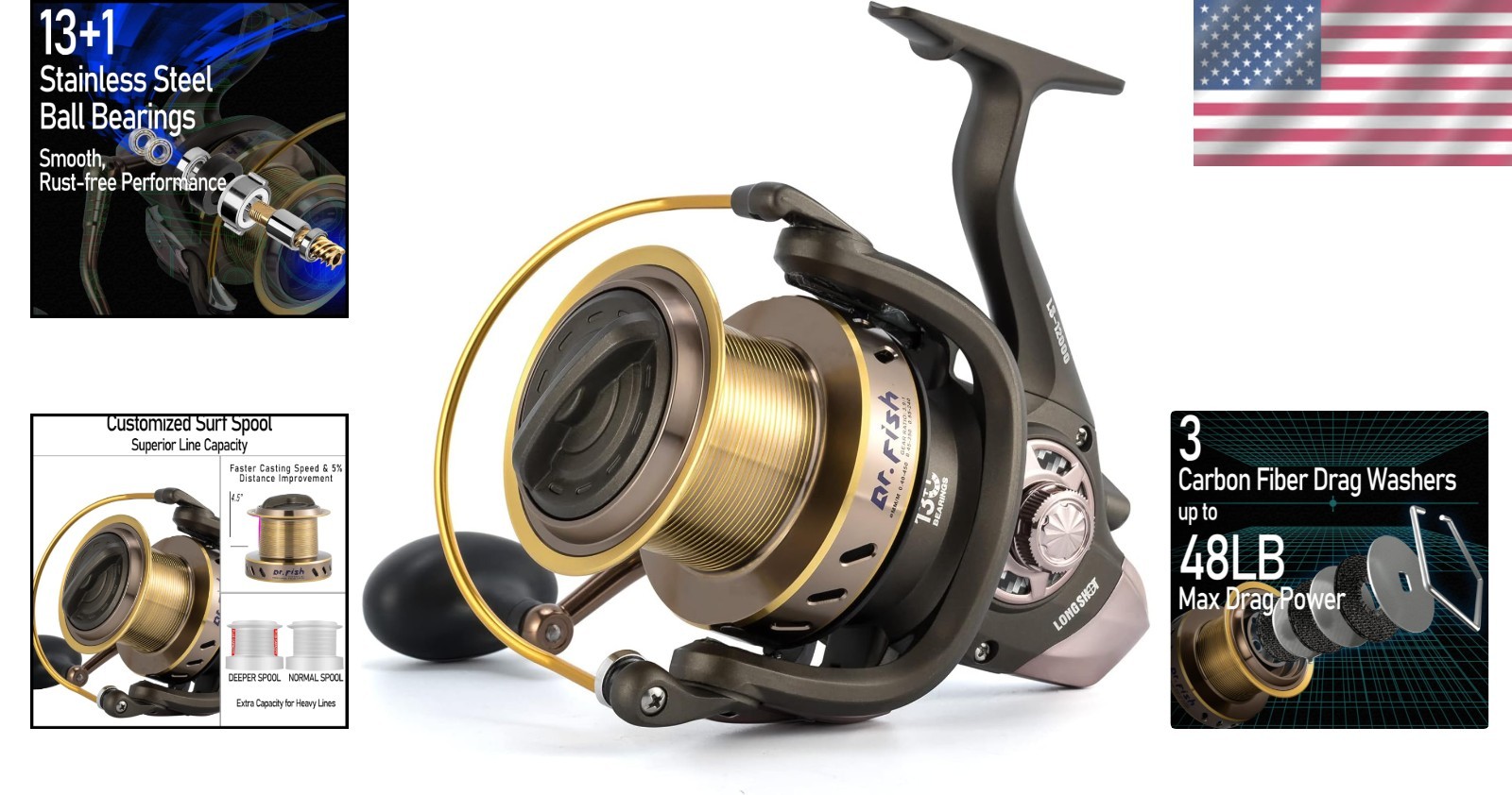 Long Shot 10000/12000 Saltwater Surf Fishing Reel