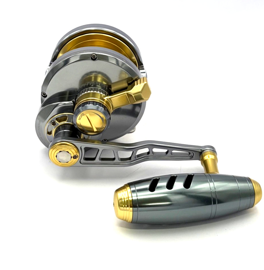Original Maxel Rage 80L LH Lever Drag Reel Light Gray/Light Gold Free Shipping
