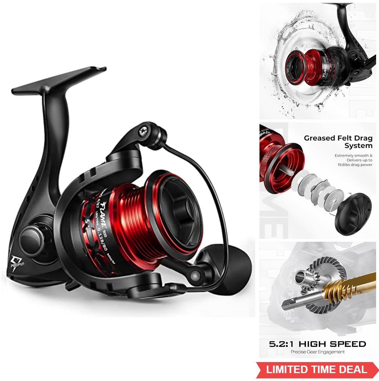 Spinning Fishing Reel 19.8LB Max Drag 9+1BB Ultra Smooth 6.1oz Lightweight