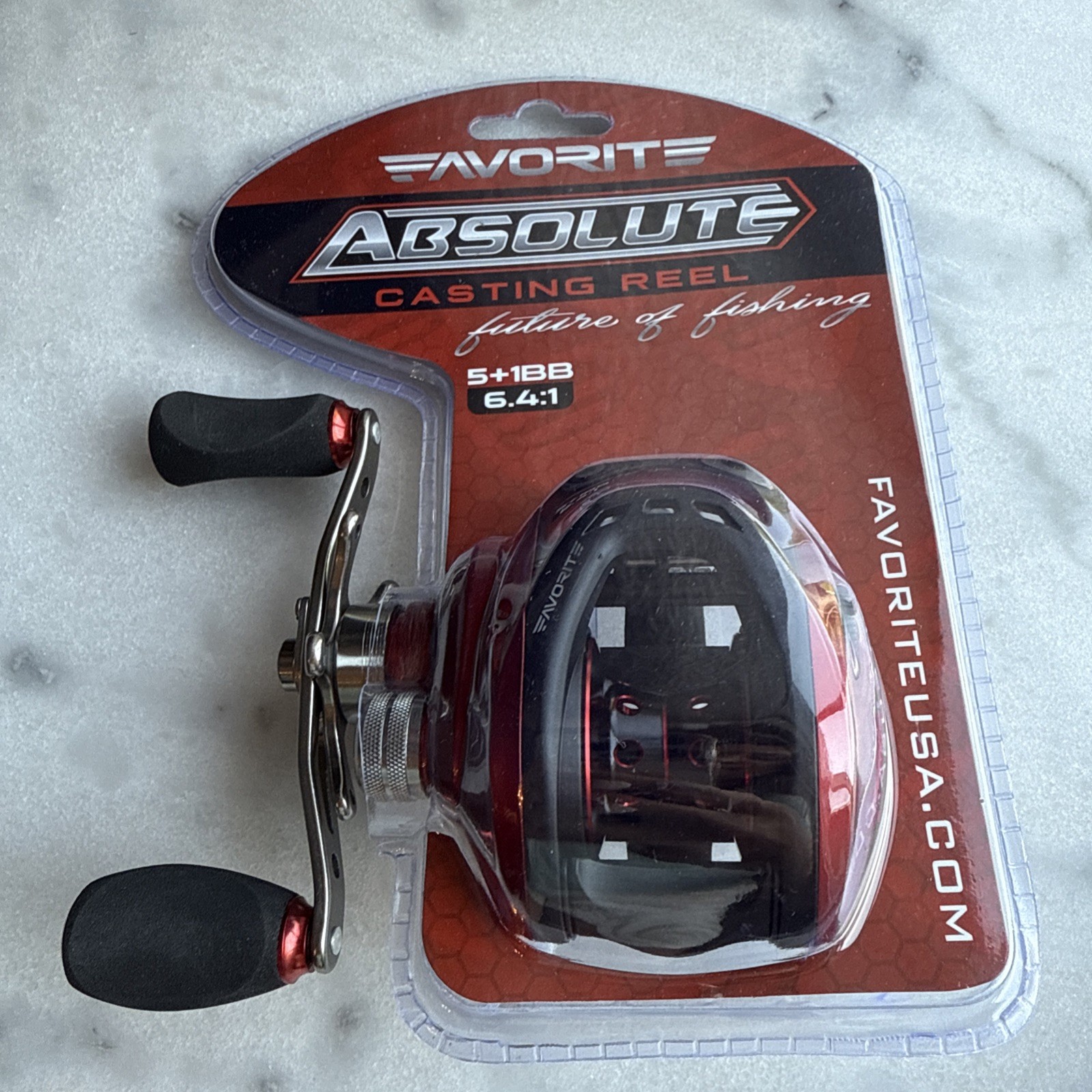 Favorite Fishing ABSOLUTE casting reel 5+1BB. 6.4:1. Red & black! NEW!