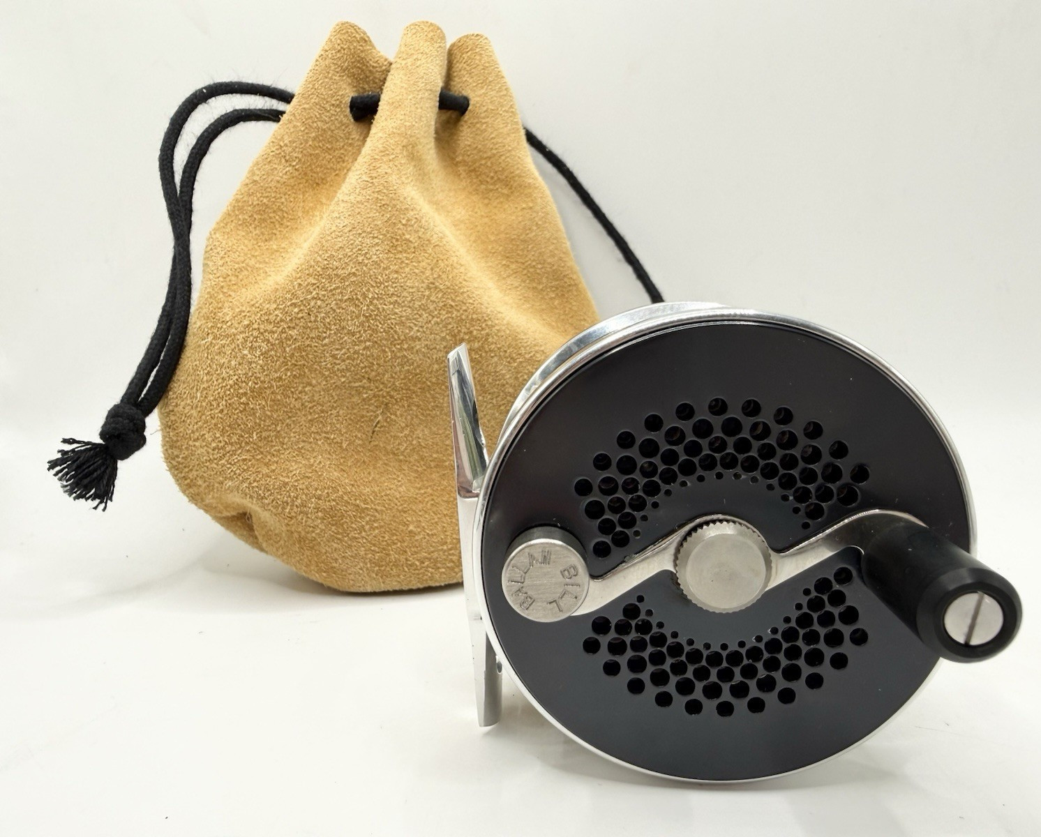 Vintage Bill Ballan Handmade Fly Reel 2.75″ Trout w/Pouch & RIO Fly Line USA