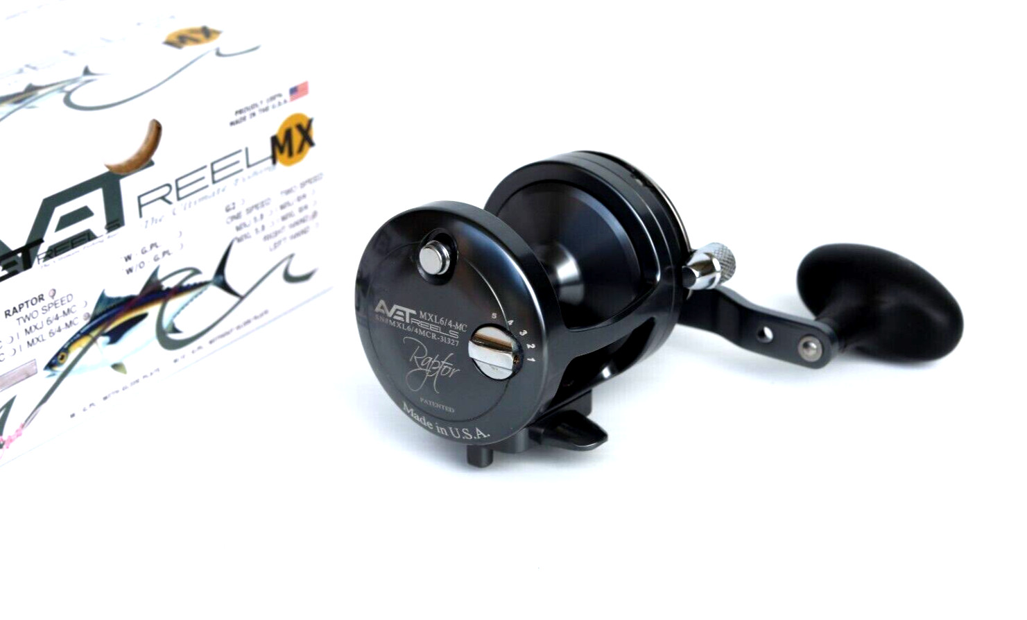 Avet MXL6/4 MC RAPTOR Two-Speed Lever Drag Reel MC Cast – GUNMETAL – Right Hand
